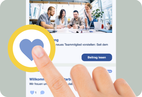 LOLYO MACH MITarbeiter-App New Feature - Neuigkeiten in der Beitragsvorschau im News Feed direkt Liken & Kommentieren