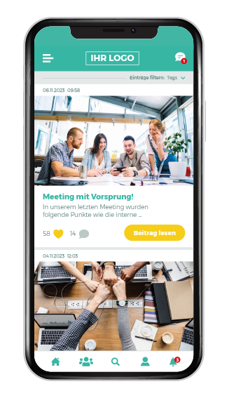 Mitarbeiter-App Newsfeed am Smartphone