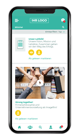 Mitarbeiter-App Bibliothek am Smartphone