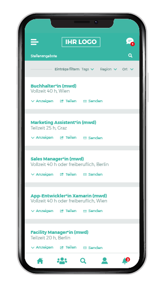 Mitarbeiter-App Stellenangebote für Mitarbeiterempfehlungen am Smartphone