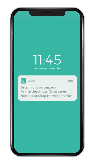 Mitarbeiter-App Push-Nachricht am Smartphone Sperrbildschirm