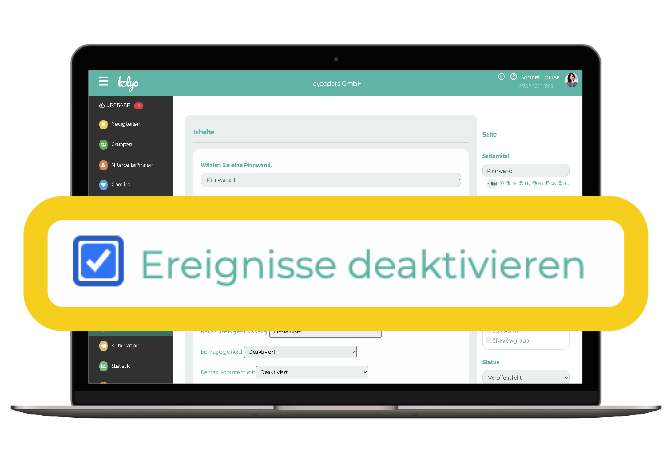 LOLYO Mitarbeiter-App Hidden Hint: Ereignisse deaktivieren - reduzierte Benachrichtigungen - PC Screen