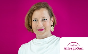 Social Intranet Best Practice - Pharma - Portrait Susanne Haring, Institut Allergosan Logo