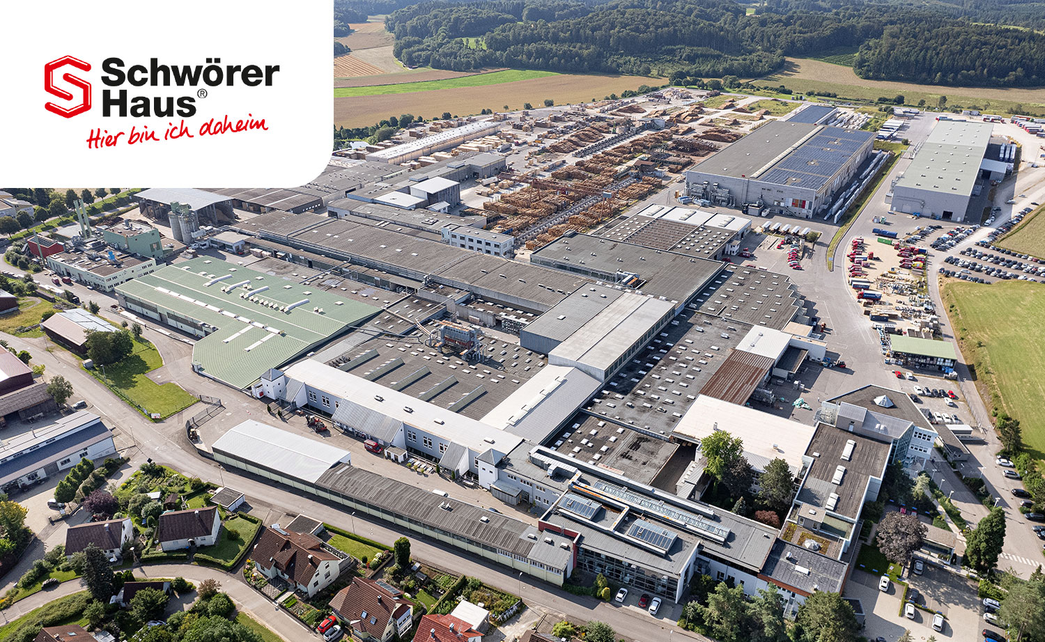 Mitarbeiter-App Zitat von Schwörer Haus - Standortbild + Logo